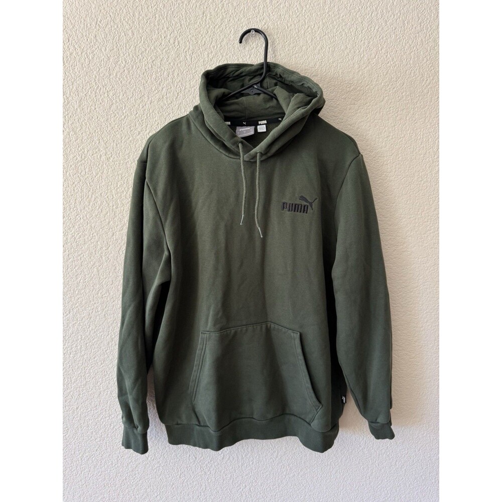 Puma Men’s Olive Green Essential Logo Pullover Hoodie Size L